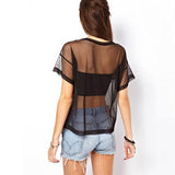 See-through Short Sleeve Loose T-shirt