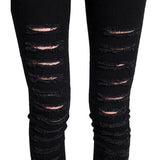 White Black Women Bandage Punk Hole Ripped Slit Skinny Jeans Pencil Pant Fashion Hot