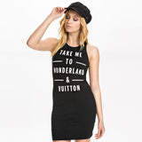 Letter Print Women Dress Sleeveless